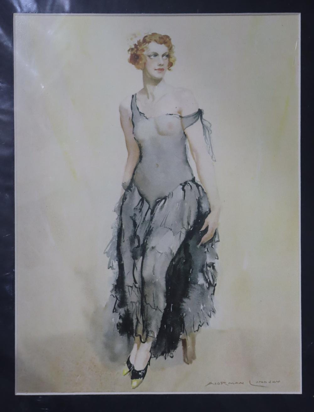 Dorren Dickson Nakamarra comparable auction result: doreen after norman lindsay unframed coloured print 24 cm x 17 cm ready to frame