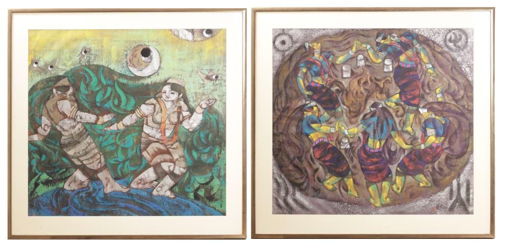 Zhou Ling comparable auction result: zhou ling chinese b 1941 a pair of late 20th century pastel figural drawings