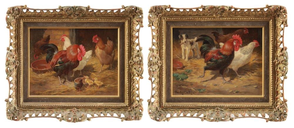 Claude Cardon comparable auction result: claude cardon british 1892 1915 a pair of oils on canvas farmyard scenes