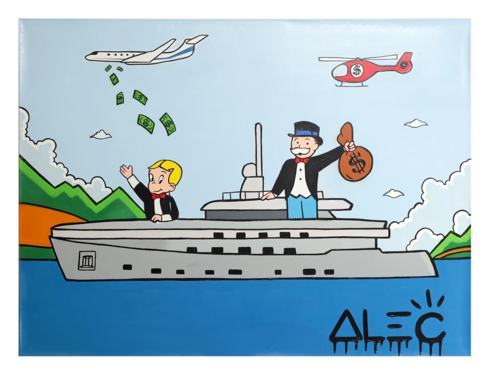 Alec Monopoly comparable auction result: alec monopoly born 1986 an oil on canvas