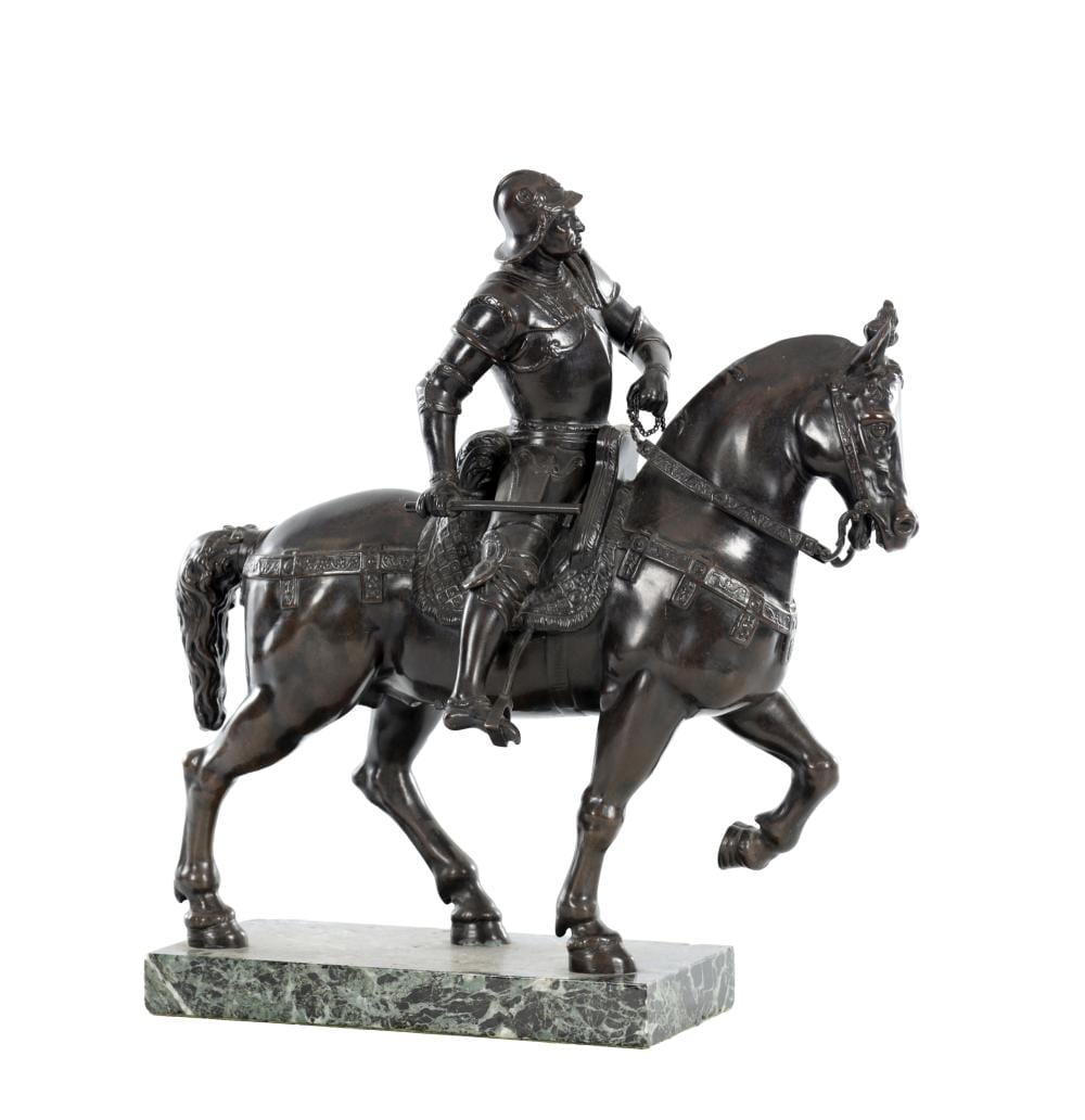 Andrea del Verrocchio comparable auction result: a 19th century bronze equestrian figure group of bartolomeo colleoni after andrea del verrocchio