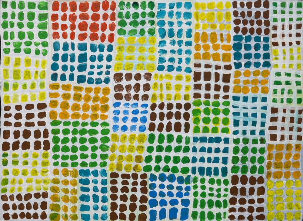 Carbiene McDonald Tjangala comparable auction result: carbiene mcdonald tjangala four dreamings acrylic on canvas 75cm x 103cm