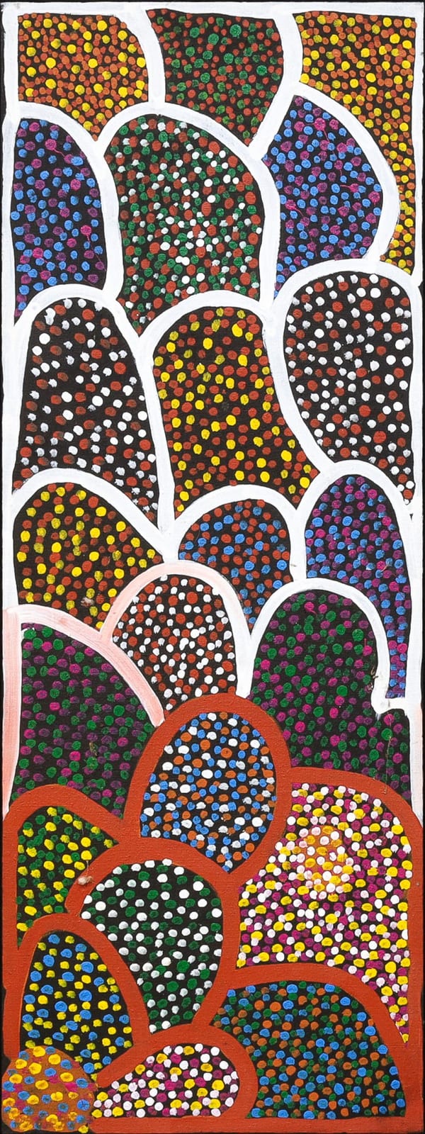 Polly Watson Napangardi comparable auction result: polly watson napangardi yam dreaming acrylic on belgian linen 122cm x 46cm