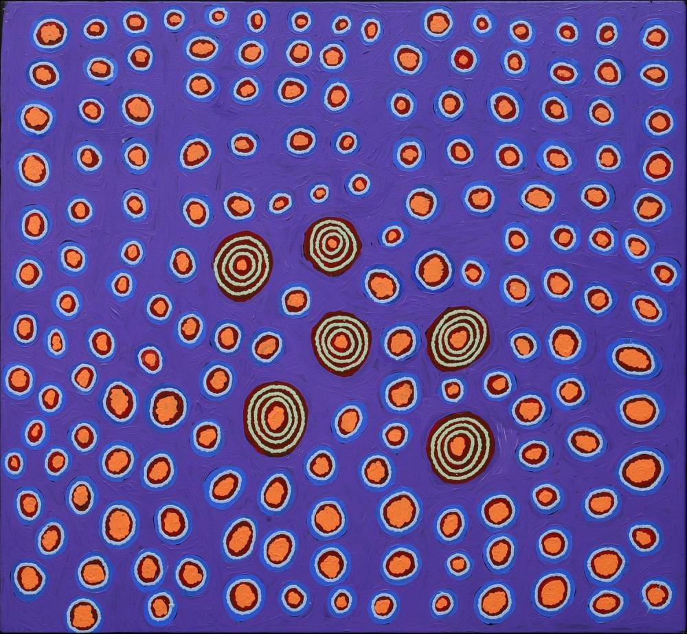 Mary Gibson Nakamarra comparable auction result: mary gibson nakamarra my country acrylic on canvas 98cm x 91cm