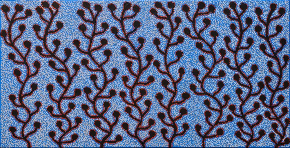 Mavis Jugadai comparable auction result: mavis jugadai napaltjarri spirit trees acrylic on linen 62cm x 121cm
