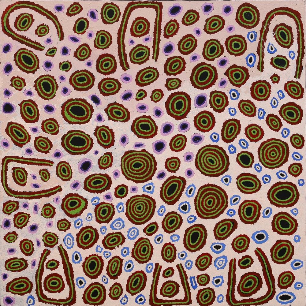 Mary Gibson Nakamarra comparable auction result: mary gibson nakamarra my country acrylic on canvas 99cm x 99cm