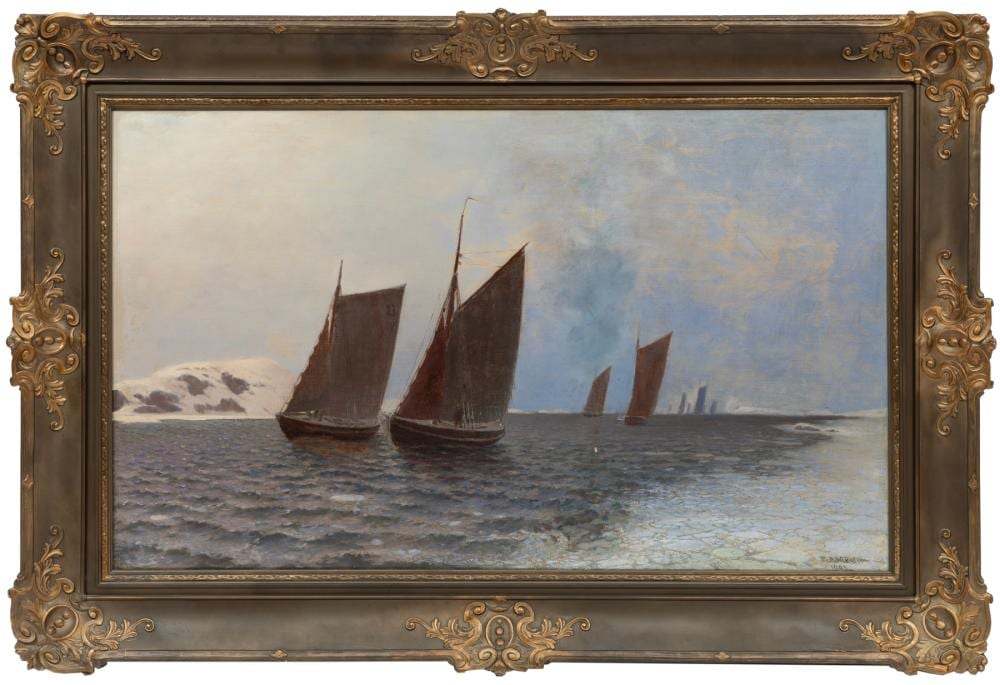 Bror Anders Wikstrom comparable auction result: bror anders wikstrom swedish louisiana 1854 1909 sailboats at sea oil on canvas