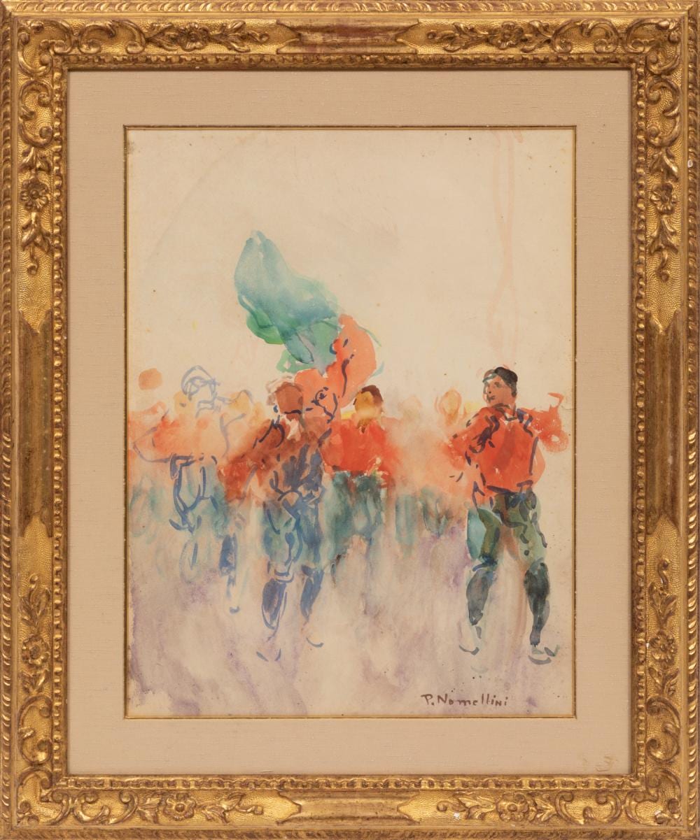 Plinio Nomellini comparable auction result: plinio nomellini italian 1866 1943 garibaldini watercolor on fabriano paper