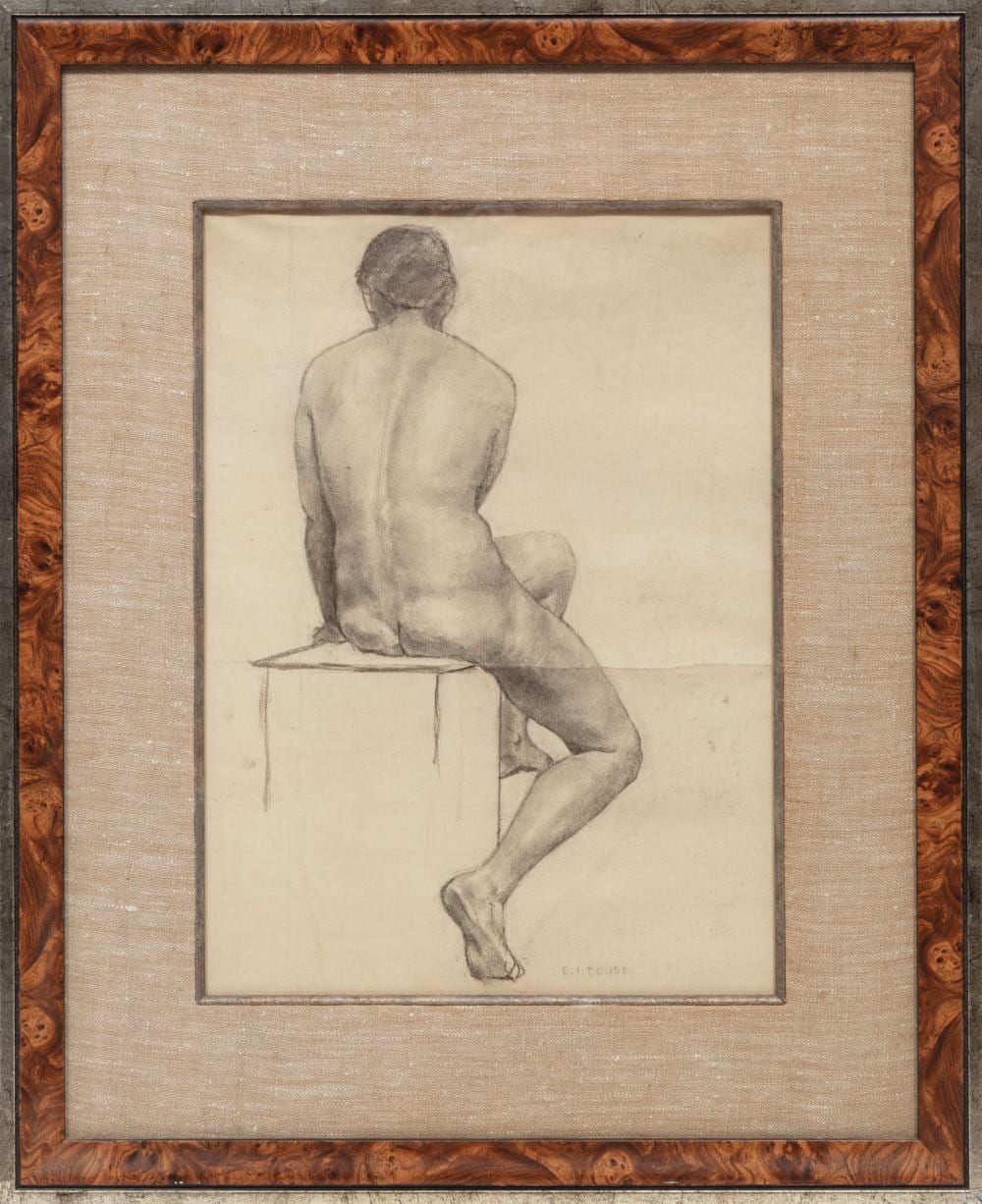 Eanger Irving Couse comparable auction result: eanger irving couse american 1866 1936 seated male nude charcoal on paper