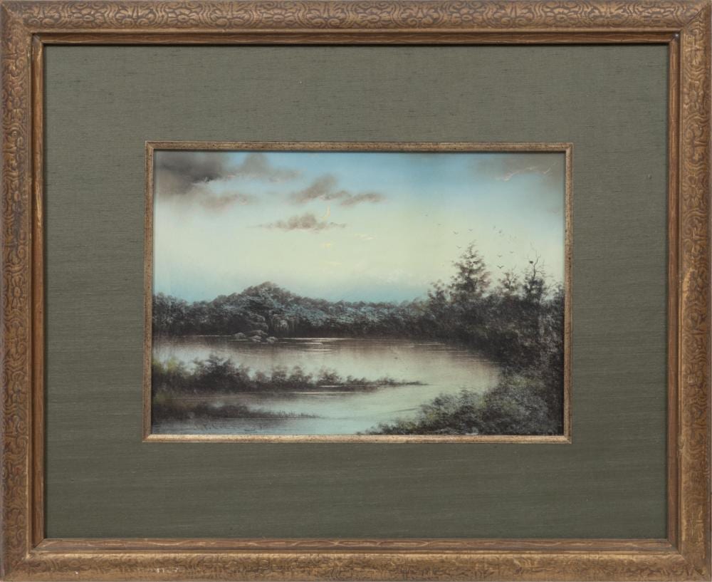 Jasper Francis Cropsey comparable auction result: jasper francis cropsey american new york 1823 1900 moonlit landscape pastel on board