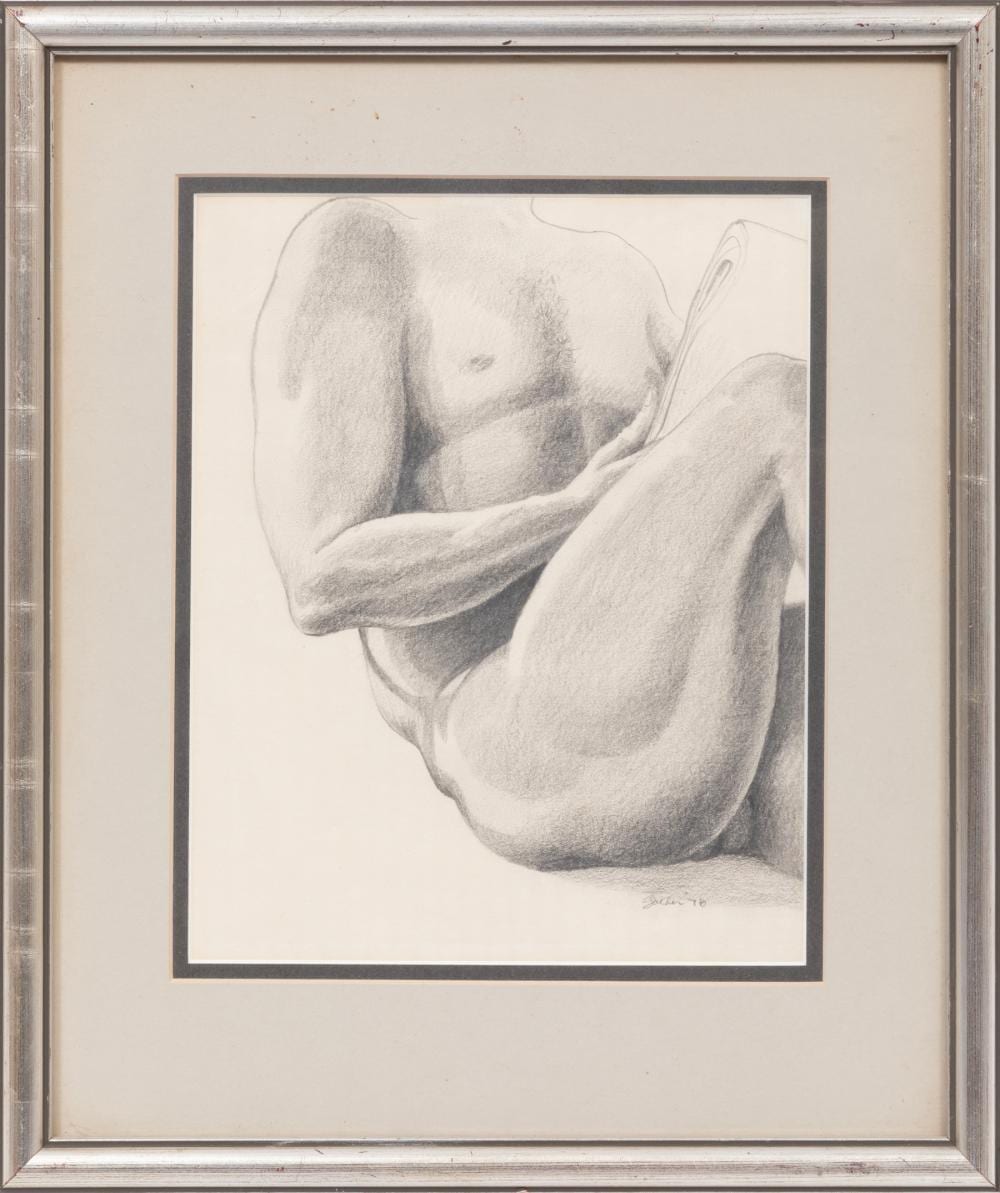 rolland harve golden american louisiana 1931 2019 untitled seated male nude graphite on paper · Neal Auction Company · 2026-04-17 Rolland Harve Golden comparable auction result: rolland harve golden american louisiana 1931 2019 untitled seated male nude graphite on paper