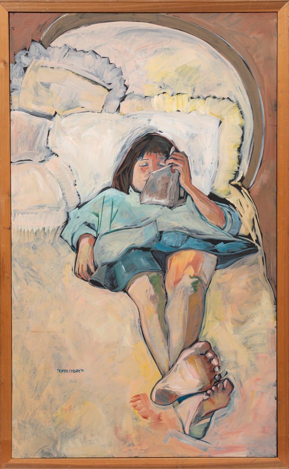 Rise Delmar-Ochsner comparable auction result: rise delmar ochsner american louisiana 1944 2025 girl reading acrylic on canvas