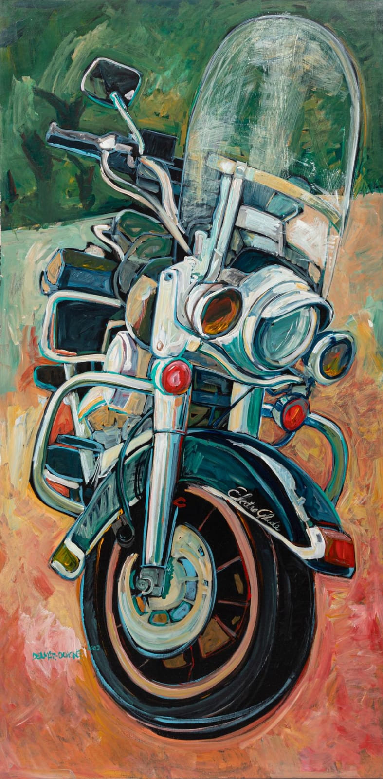 Rise Delmar-Ochsner comparable auction result: rise delmar ochsner american louisiana 1944 2025 motorcyle acrylic on gallery wrapped canvas