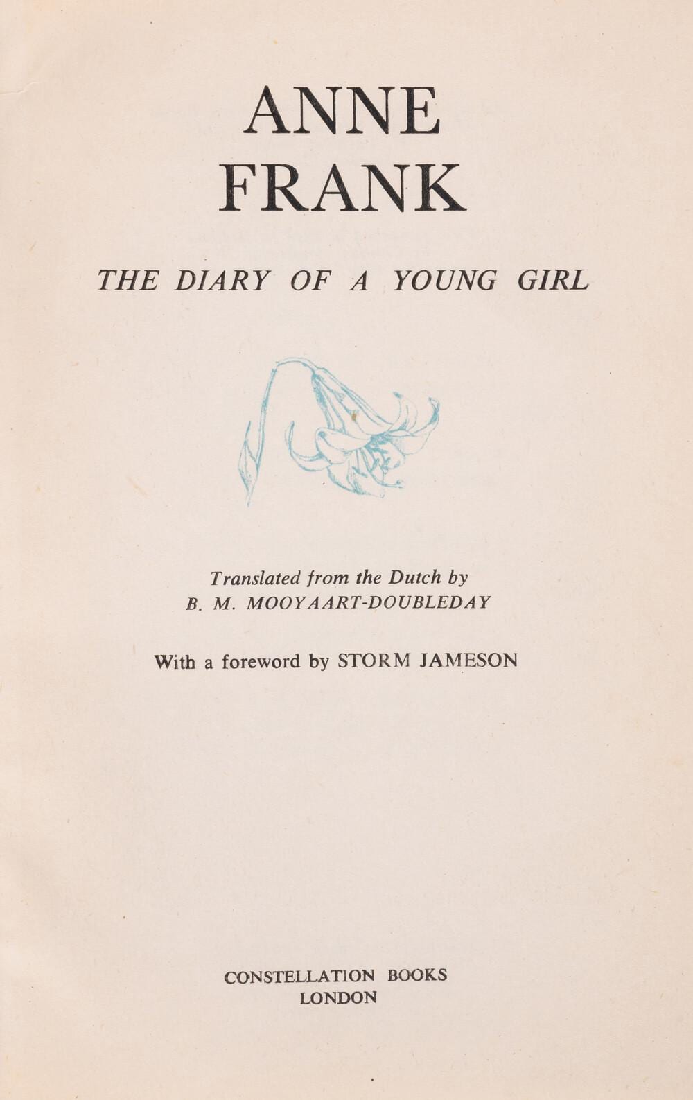Frank VonderLancken comparable auction result: frank anne the diary of a young girl first english edition 1952