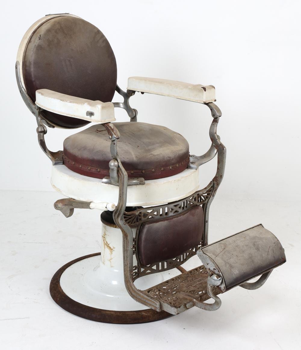ANTIQUE KOKEN BARBER CHAIR C. 1920S sold by Westport Auction, lot 83 — auction record photograph