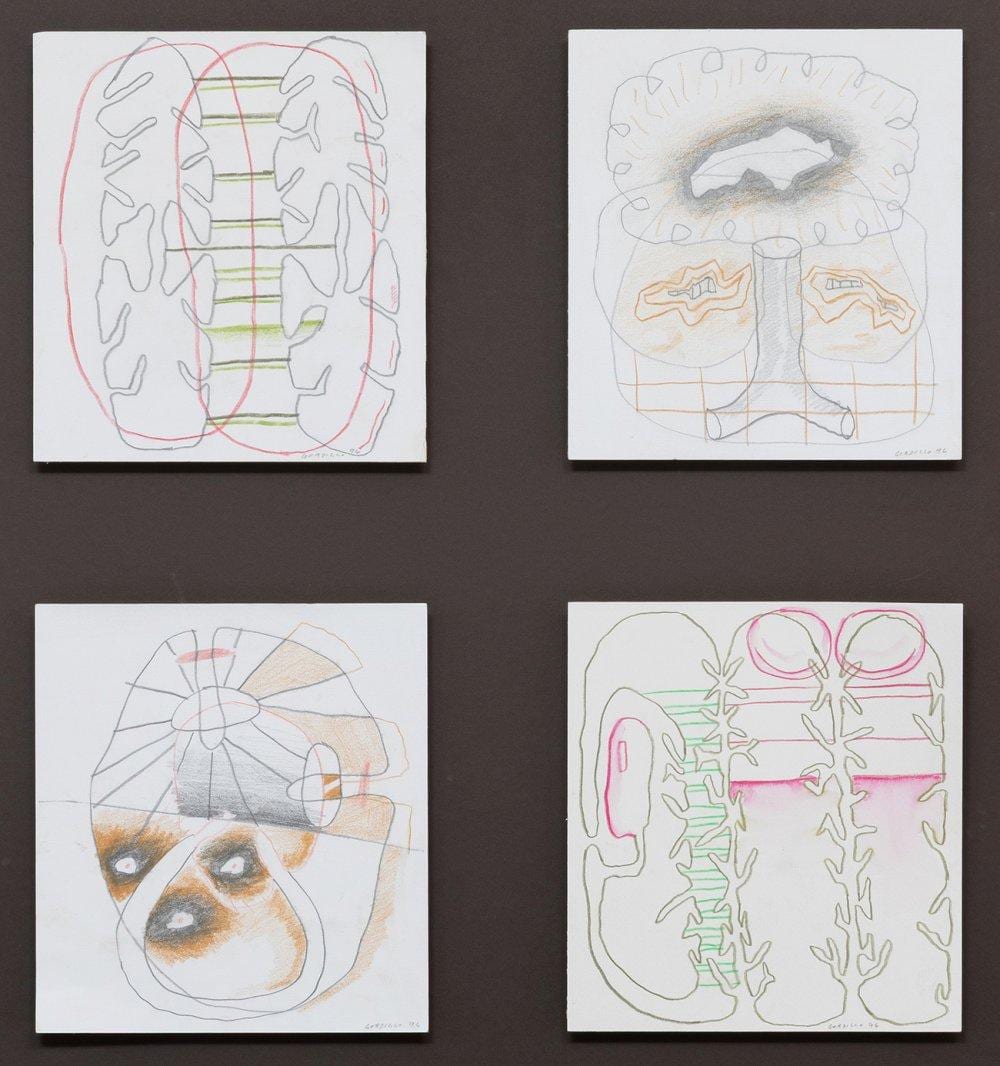 Luis Gordillo comparable auction result: luis gordillo seville 1934 untitled 1996 mixed media on paper x4 signed and dated in the lower right area