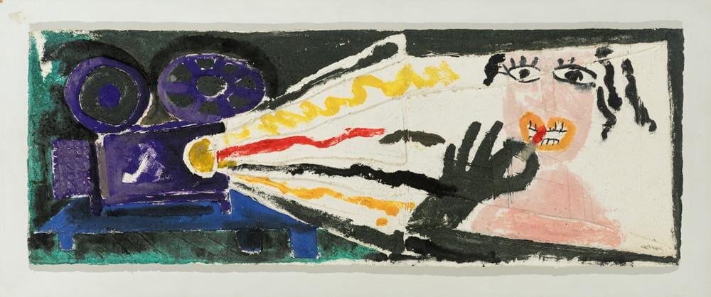 Andrés Nagel comparable auction result: andr s nagel san sebasti n 1947 film projection mixed media on paper signed in the lower right corner