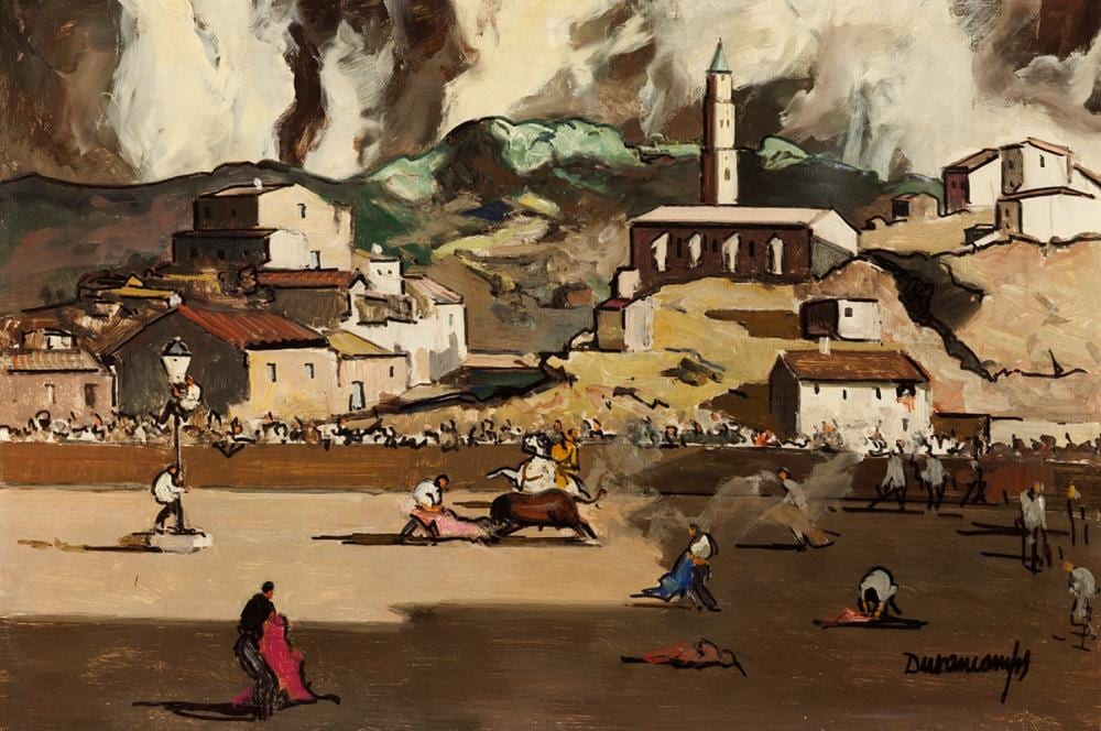 rafael durancamps sabadell 1891 barcelona 1979 capea oil on board signed in the lower right corner with label of the sala par s on the back · Setdart Auction House · 2026-04-21 Rafael Durancamps comparable auction result: rafael durancamps sabadell 1891 barcelona 1979 capea oil on board signed in the lower right corner with label of the sala par s on the back