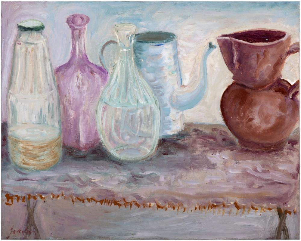 Eithne Jordan comparable auction result: eithne jordan b 1954 still life with jugs iii oil on linen 33 x 41cm signed signed and dated 2000 verso provenance rubicon gallery dublin