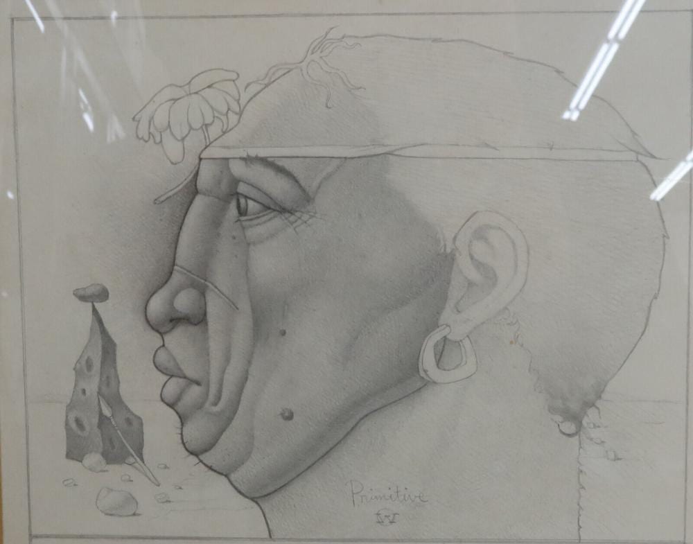 Werner Wildner comparable auction result: werner wildner german us 20th c graphite drawing of a figure primitive