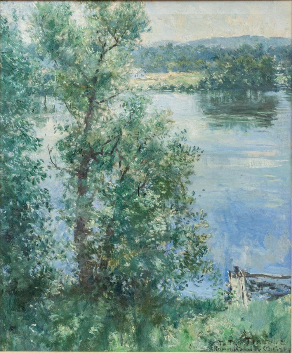 Howard Chandler Christy comparable auction result: howard chandler christy american 1872 1952 oil on canvas ca 1945 1950 blue water landscape h 29 w 25 frame size h 39 w 33 5