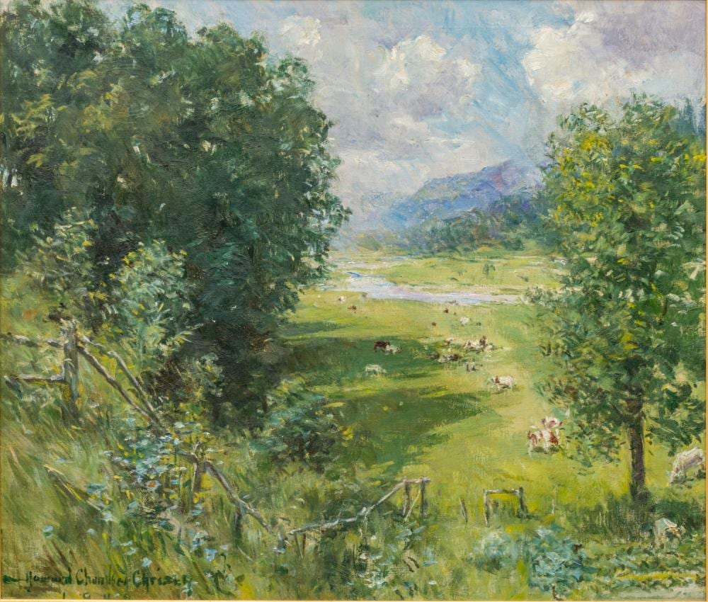 Howard Chandler Christy comparable auction result: howard chandler christy american 1872 1952 oil on canvas ca 1949 valley view h 30 w 35 25 frame size h 37 5 w 42 5