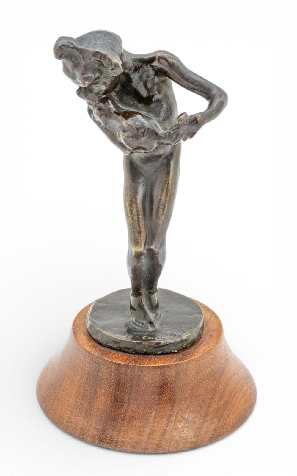 Carl Milles comparable auction result: carl milles swedish 1875 1955 bronze sculpture early 20th c flicka med katt girl kissing cat h 8 25 dia 4 25