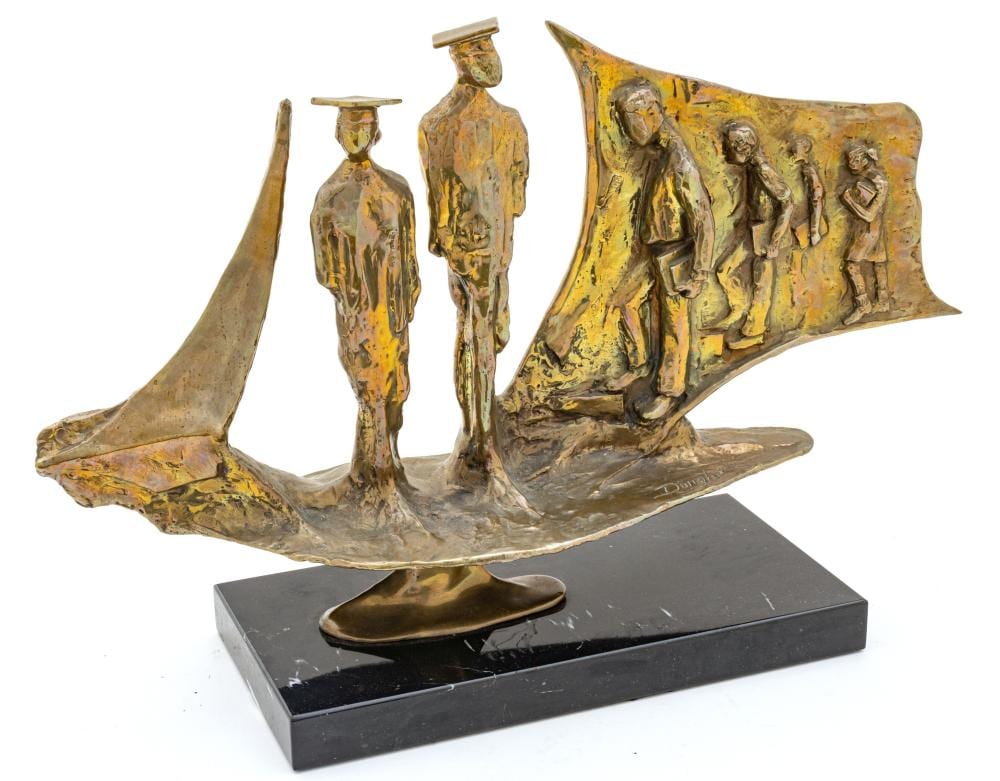 Ed Dwight comparable auction result: ed dwight american b 1933 bronze sculpture education ship h 14 w 23 depth 6