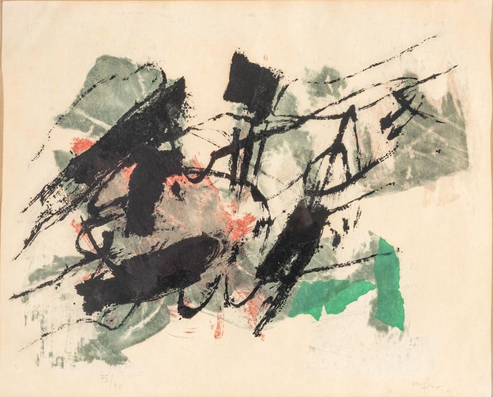 Afro comparable auction result: afro basaldella italian 1912 1976 lithograph in colors on japanese paper 1959 isola del giglio h 20 w 26