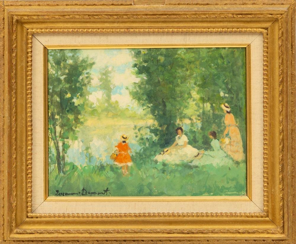 Suzanne Demarest comparable auction result: suzanne demarest american 1900 1985 oils on canvas afternoon in the park h 8 5 w 10 5 2 pcs