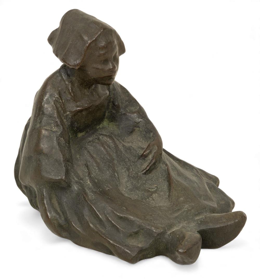 jeanne jozon 1869 1946 bronze seated dutch girl sculpture ca 1900 h 3 7 l 4 2 · DuMouchelles · 2026-04-17 Jeanne Jozon comparable auction result: jeanne jozon 1869 1946 bronze seated dutch girl sculpture ca 1900 h 3 7 l 4 2