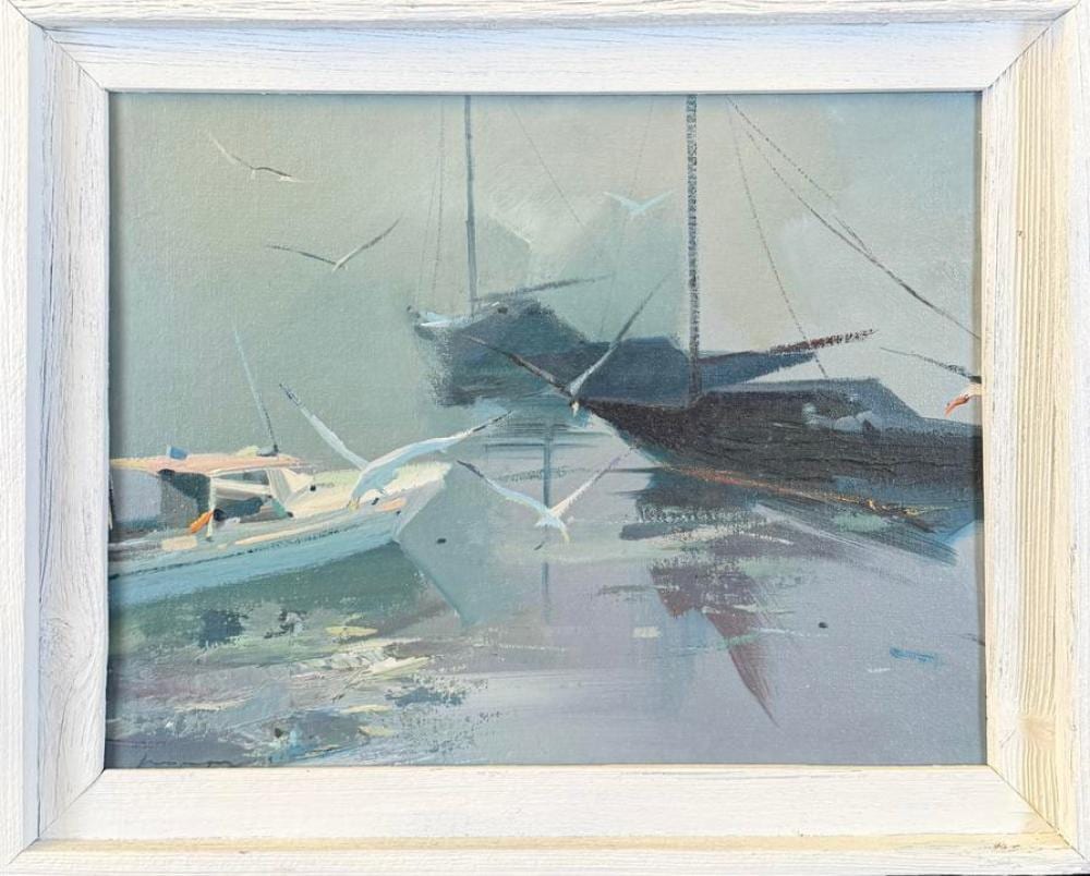 Charles Gruppe comparable auction result: charles gruppe painting of boats