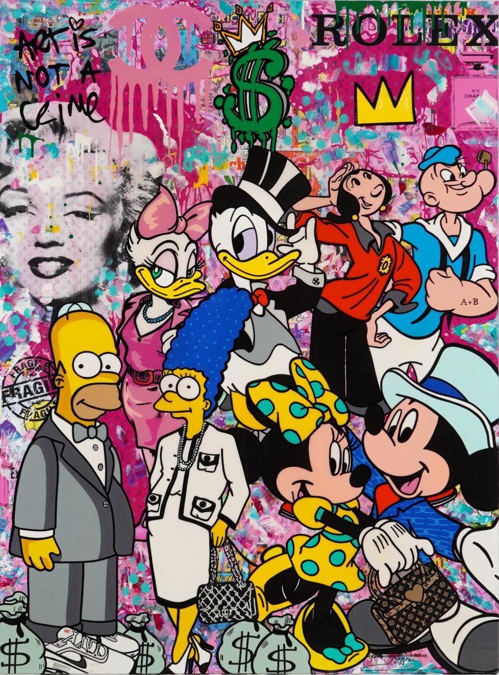 JOZZA comparable auction result: jozza brazilian b 1958 large acrylic on canvas about glamour signed
