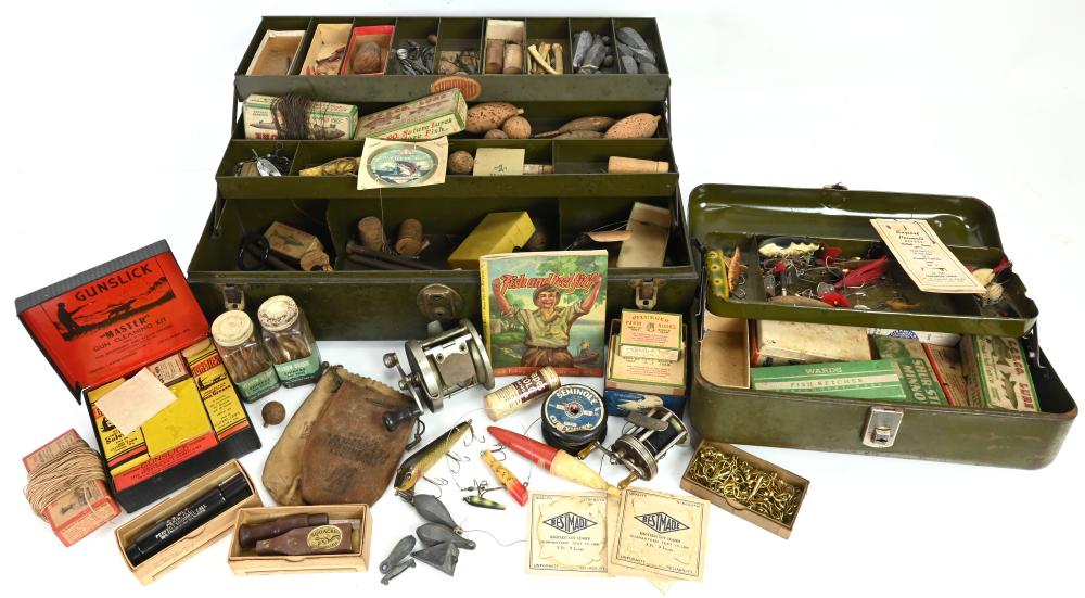 Antique American Fishing Lure And Tackle Box Related Estate Collection sold by Mebane Antique Auction, lot 148 — auction record photograph
