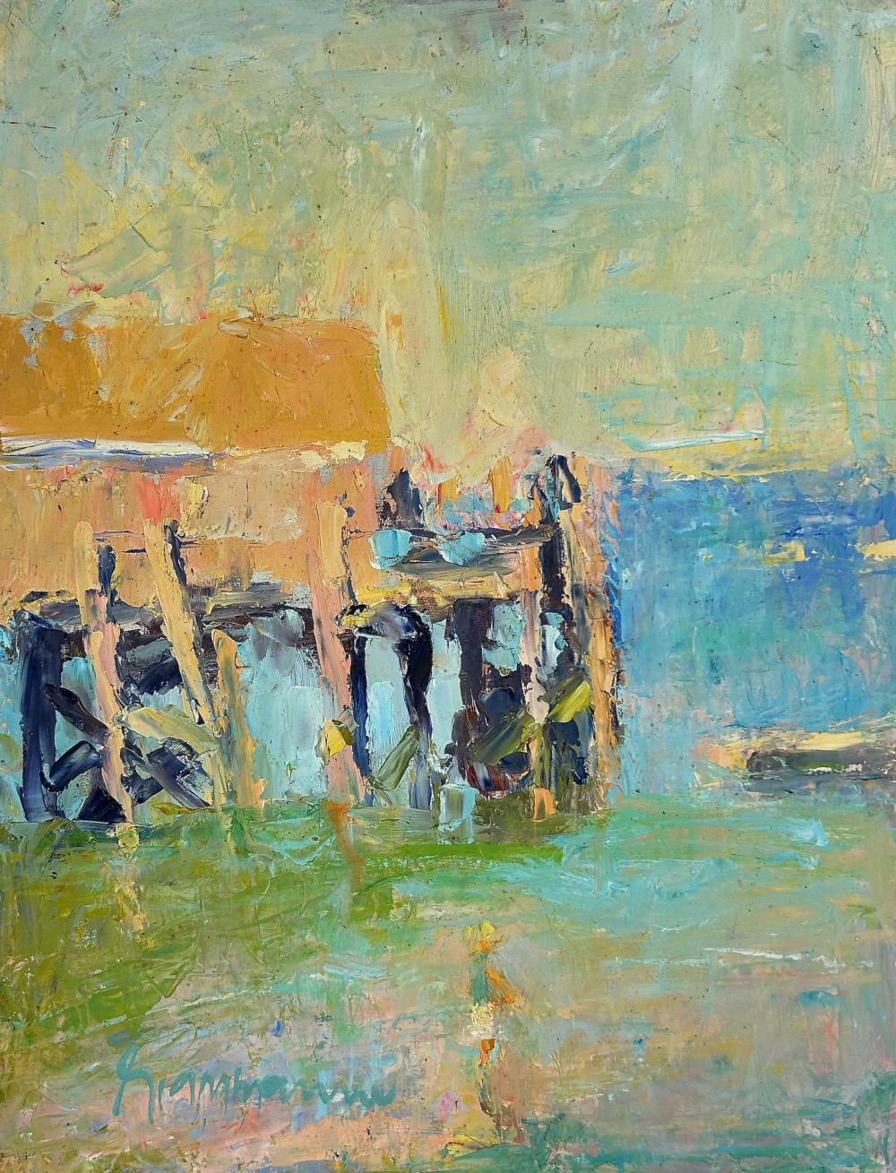 Mary Giammarino comparable auction result: mary giammarino description correction captain jacks oil on panel 14 x 11