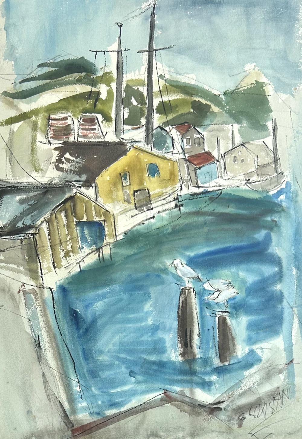george constant 20th c town harbor watercolor 28 1 2 x 20 1 2 sight 37 1 2 x 29 1 2 framed · Bakker Auctions · 2026-04-11 George Constant comparable auction result: george constant 20th c town harbor watercolor 28 1 2 x 20 1 2 sight 37 1 2 x 29 1 2 framed
