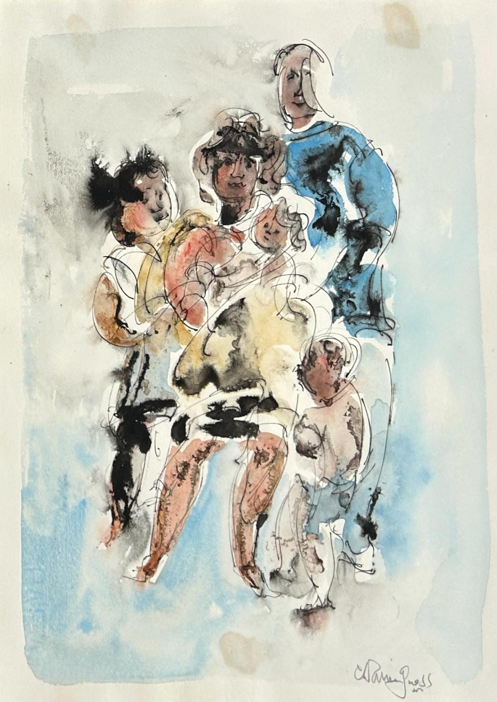 Chaim Gross comparable auction result: chaim gross 1904 1991 family watercolor 12 3 4 x 9 1 4 sheet 18 x 14 framed