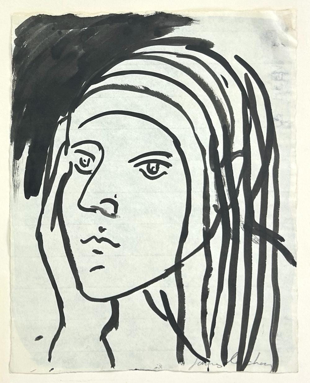 James Lechay comparable auction result: james lechay 1907 2001 head 2 ink 13 x 10 sheet 17 x 21 framed
