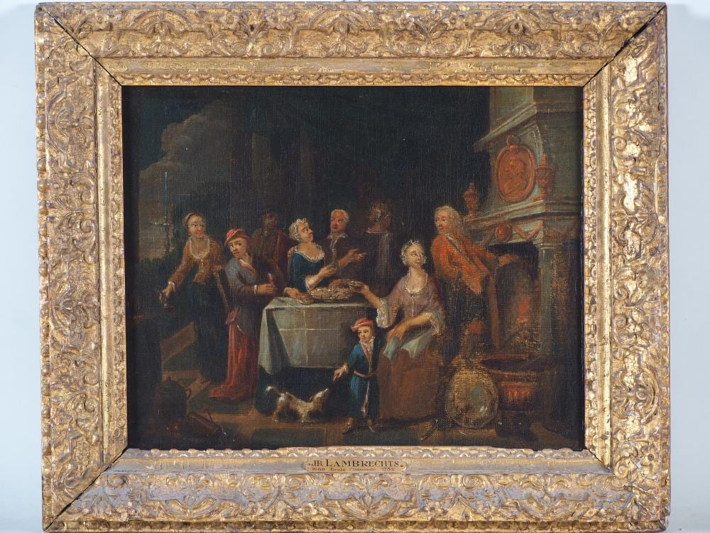 jan baptist lambrechts 1680 antwerp ca 1731 interior with festive company · Auktionshaus Wersching · 2026-04-18 Jan Baptist Lambrechts comparable auction result: jan baptist lambrechts 1680 antwerp ca 1731 interior with festive company