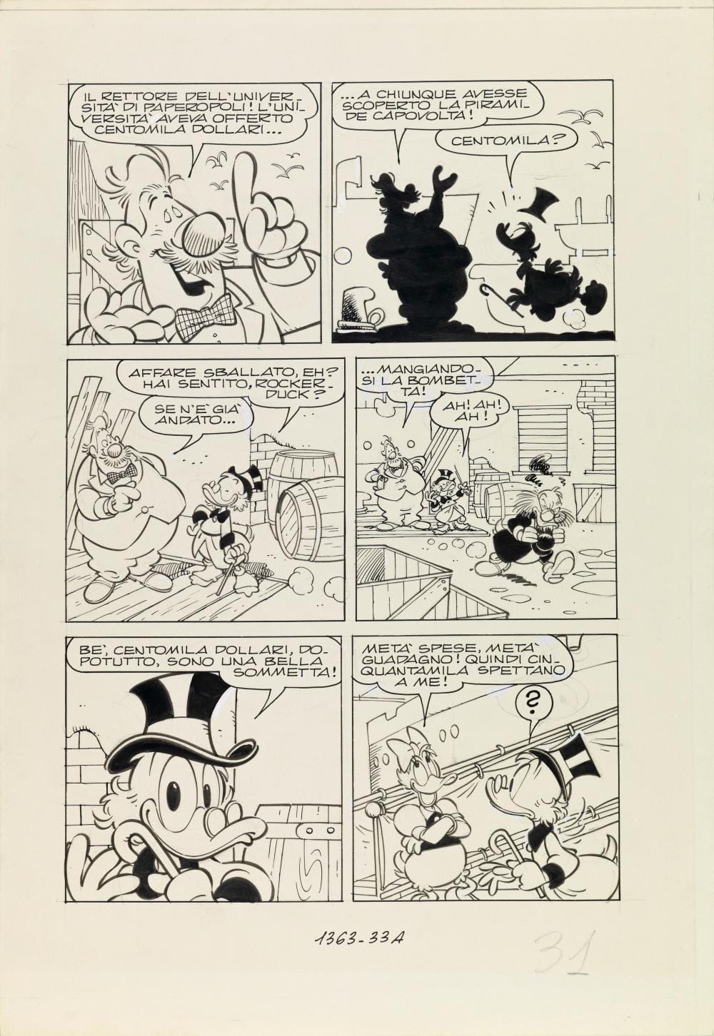Giorgio Cavazzano comparable auction result: giorgio cavazzano zio paperone e la piramide capovolta 1983