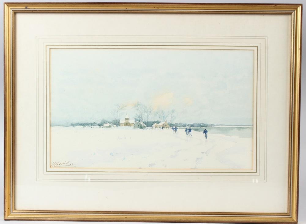 Henri Cassiers comparable auction result: henri cassiers 1858 1944 belgian village in winter watercolour signed and dated 83 20 x 34cm