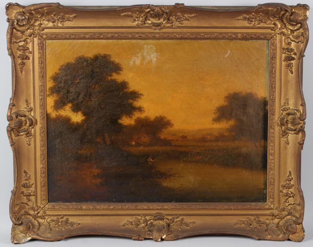 Walter (1835) Williams comparable auction result: walter heath williams act 1841 c 1876 landscape with fisherman on a riverbank oil on canvas 44 5 x 60cm