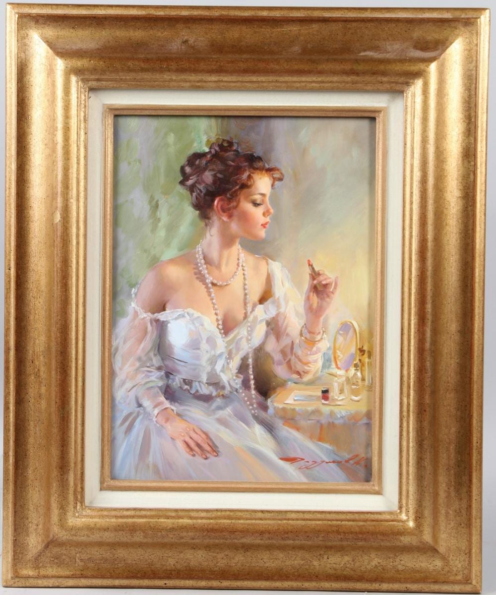 konstantin razumov 1974 russian lipstick woman at a dressing table oil on canvas signed inscribed on · John Nicholson's Fine Art Auctioneers & Valuers · 2026-04-08 Konstantin Razumov comparable auction result: konstantin razumov 1974 russian lipstick woman at a dressing table oil on canvas signed inscribed on