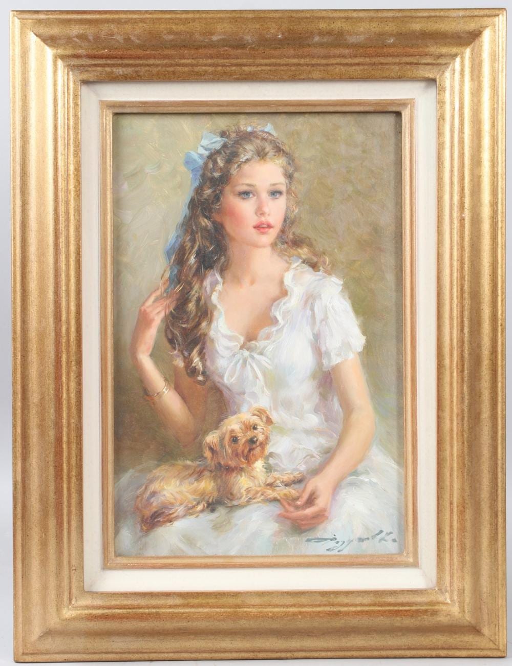 konstantin razumov b 1974 russian seated girl with lapdog oil on canvas signed inscribed on the reverse · John Nicholson's Fine Art Auctioneers & Valuers · 2026-04-08 Konstantin Razumov comparable auction result: konstantin razumov b 1974 russian seated girl with lapdog oil on canvas signed inscribed on the reverse