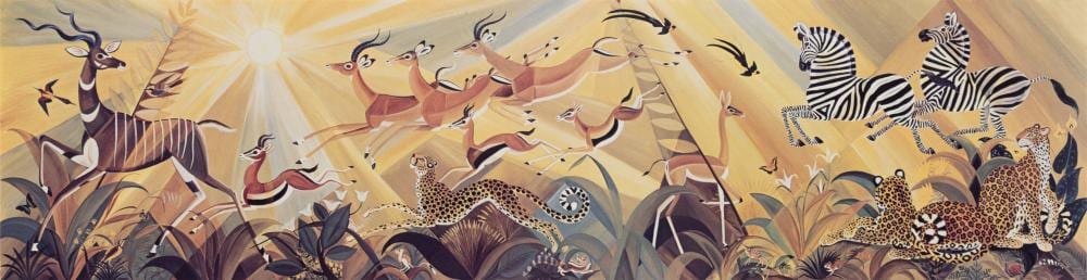 Dahlov Ipcar comparable auction result: dahlov ipcar am 1917 2017 golden savannah 1979 photomechanical print framed under glass