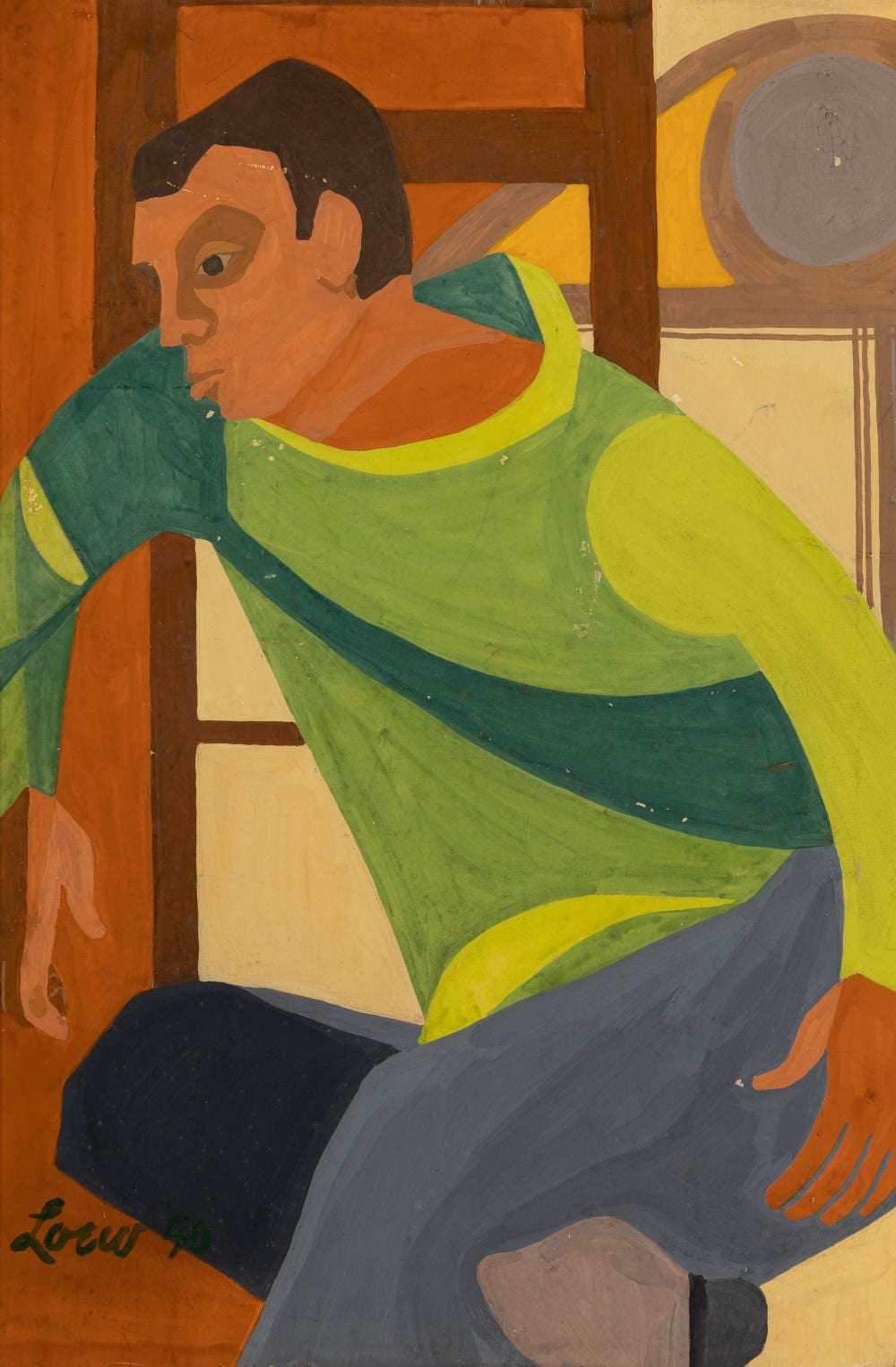 Michael Loew comparable auction result: michael loew am 1907 1985 self portrait 1950 oil on board framed
