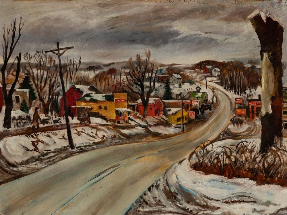 Robert Franklin Gates comparable auction result: robert franklin gates am 1906 1982 winter 1945 oil on canvas board framed