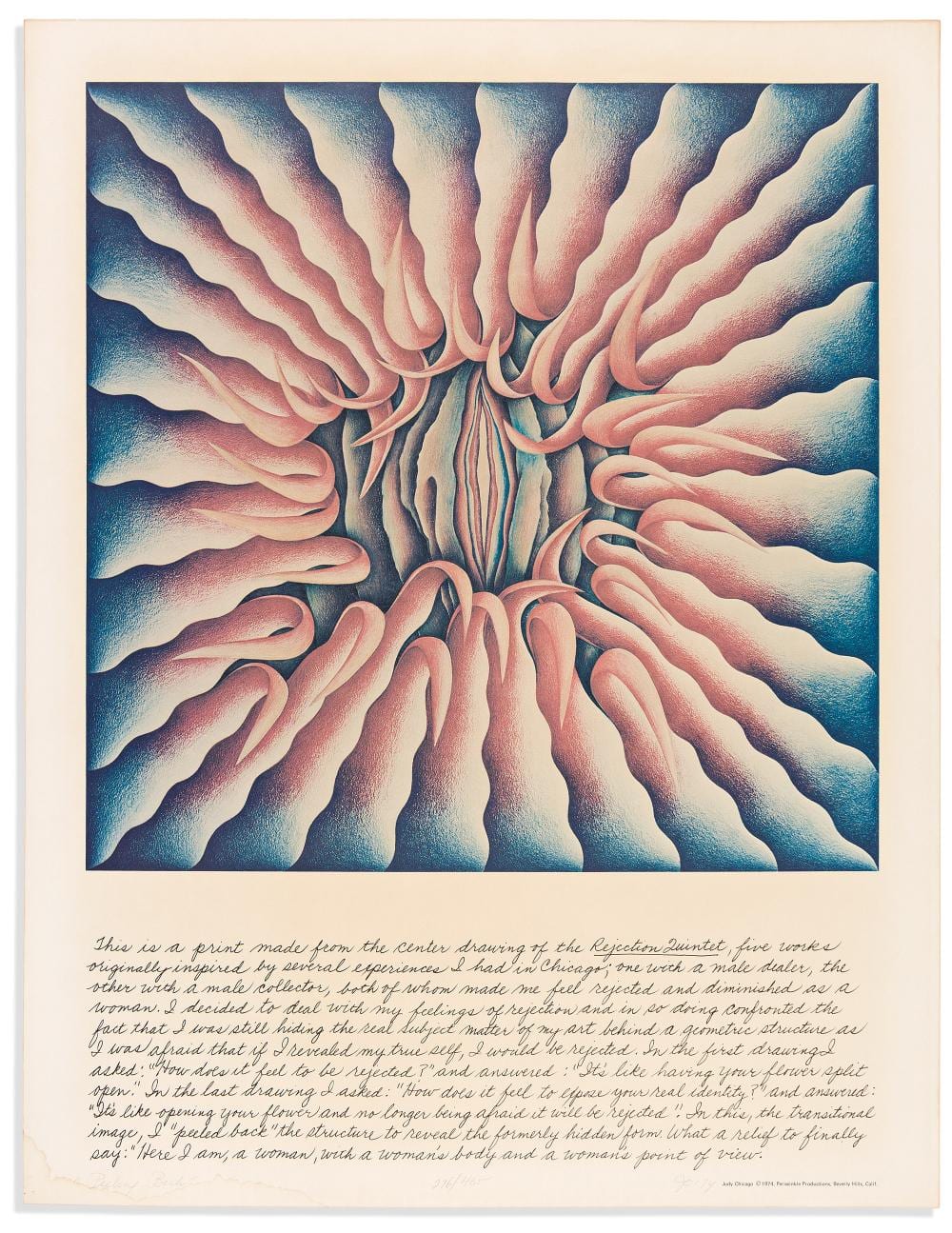 Judy Chicago comparable auction result: judy chicago b 1939 peeling back signed lithograph beverly hills ca periwinkle productions 1974