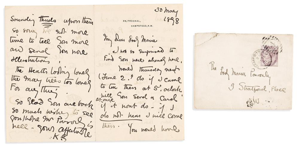 Kate Greenaway comparable auction result: kate greenaway 1846 1901 autograph letter signed with illustrations 30 may 1898