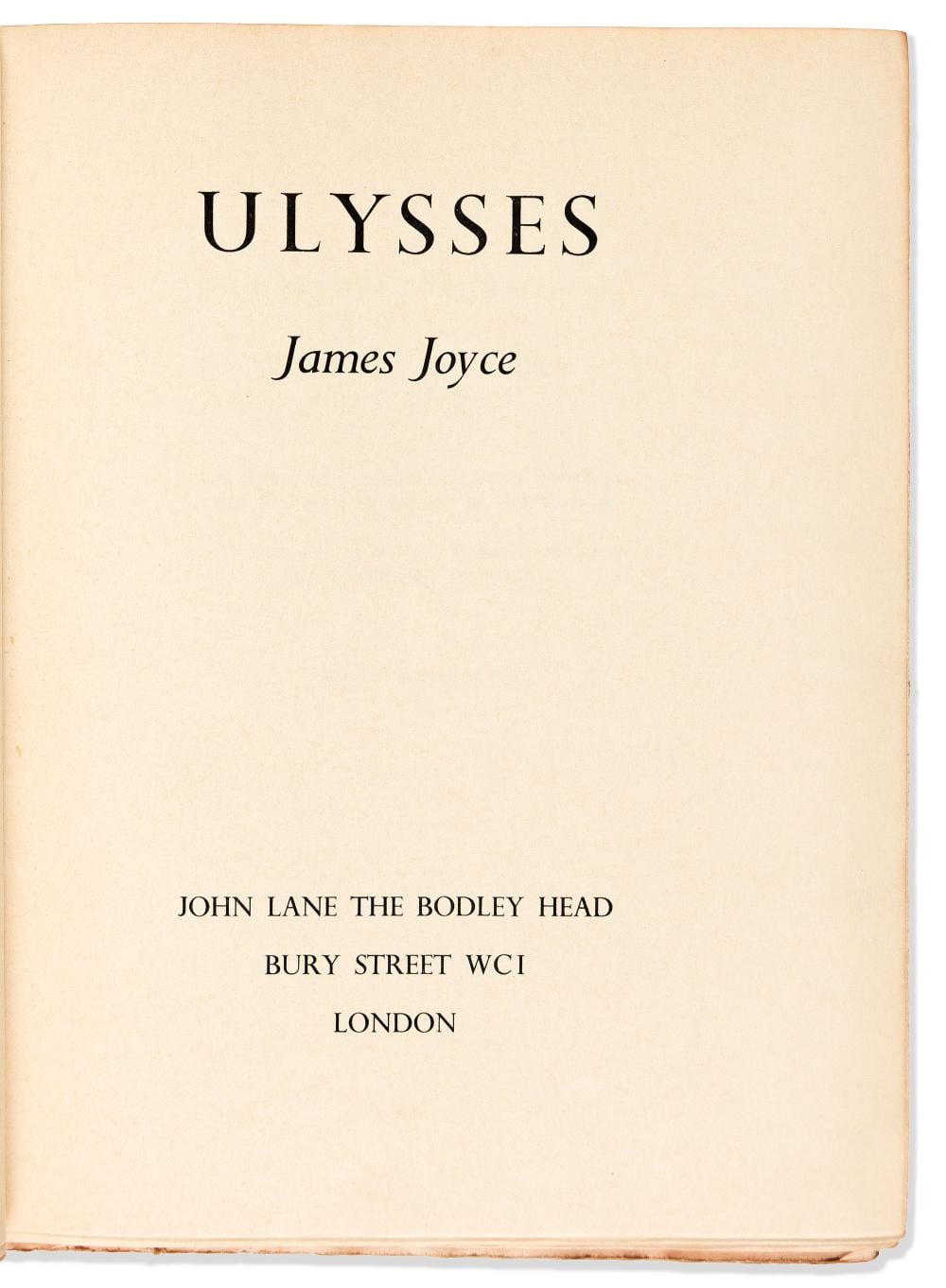 James (1882) Joyce comparable auction result: james joyce 1882 1941 ulysses bodley head edition london john lane the bodley head 1936
